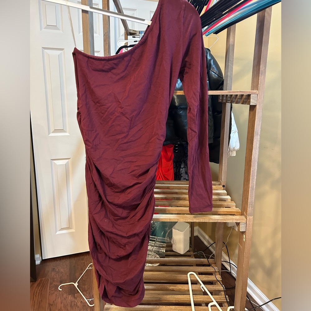 New with tags one shoulder wine colored mini dress